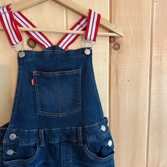 Levi Girls Overalls with Red and White Straps - Picture 1 of 8